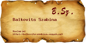 Balkovits Szabina névjegykártya